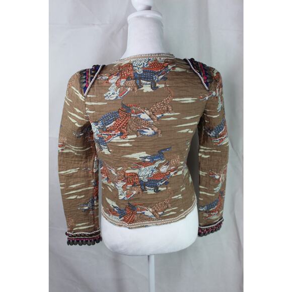 Maison Scotch Beaded Open Front Blazer All Over Alligator Jacket Crocodile Small - Picture 2 of 11